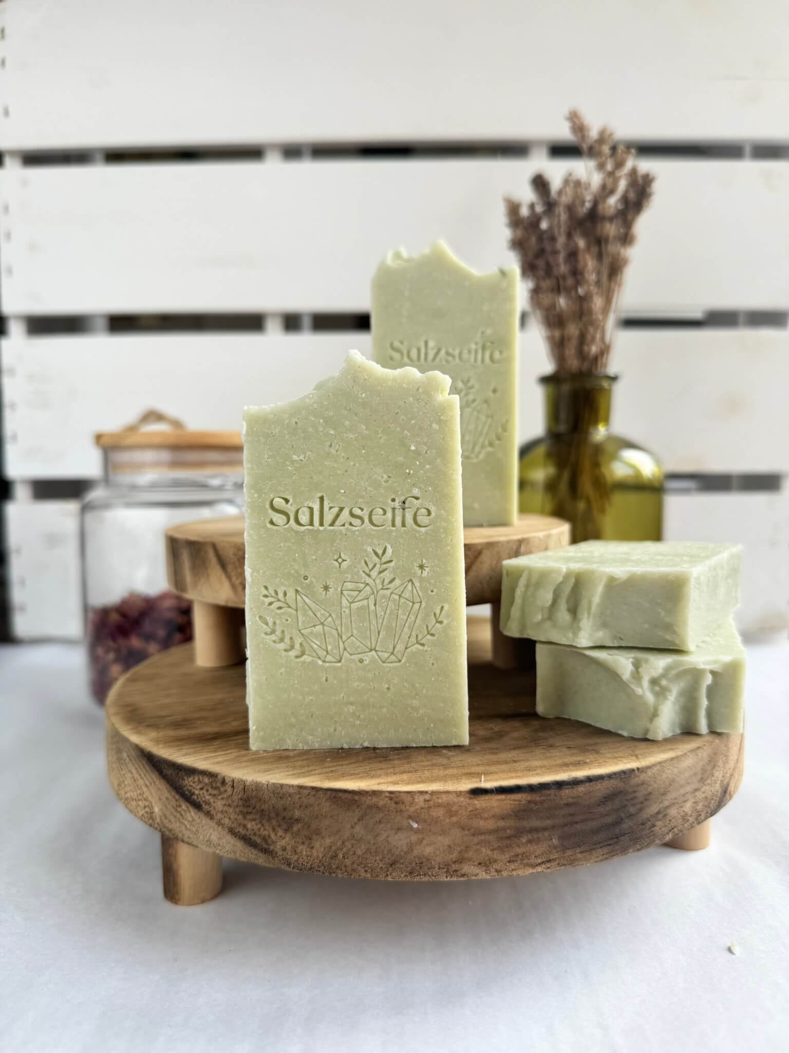 Naturseife "Salzliebe" Pfefferminz Salzseife Pfefferminz – Naturseife mit Meersalz & grüner Tonerde von Seifenmagie