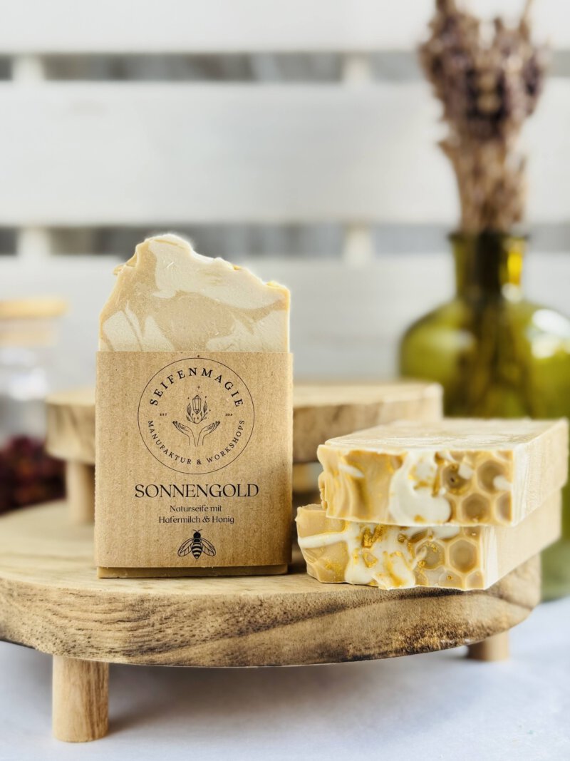 Sonnengold Naturseife mit Hafermilch und Honig aus Karlsruhe