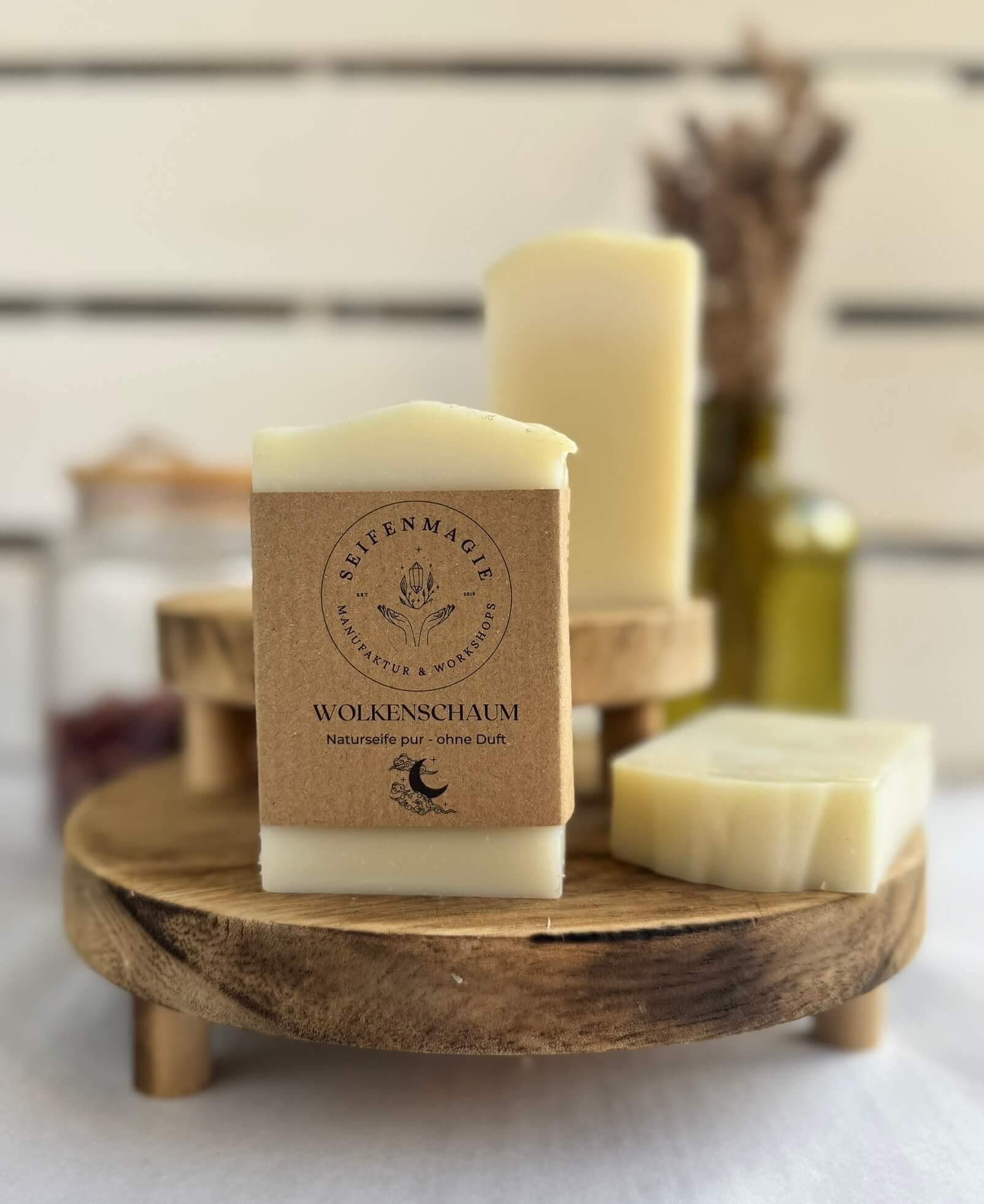 Naturseife "Wolkenschaum" ohne Duft für sensible Haut Naturseife ohne Duft – Wolkenschaum mit 60 % Olivenöl von Seifenmagie